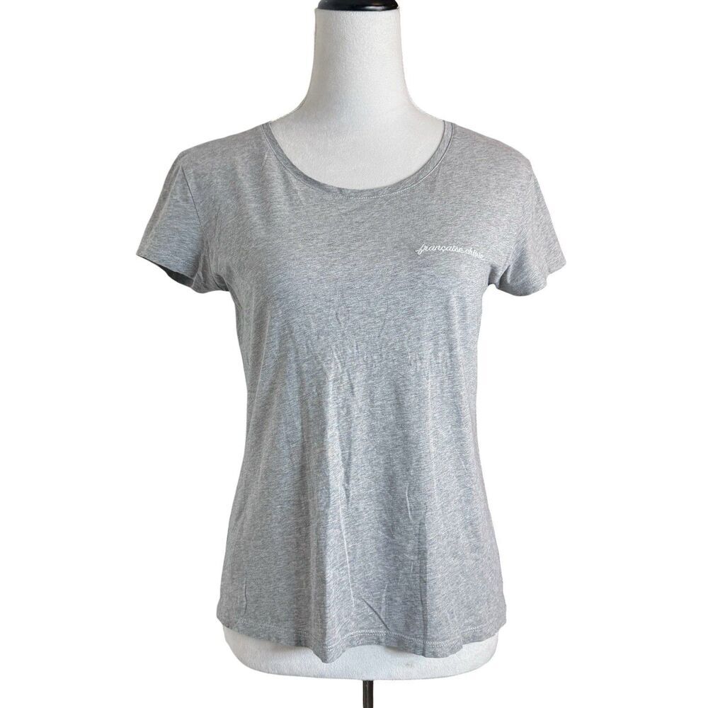 Comptoir des Cotonniers Oversized Boxy T-Shirt XXS Gray Embroidered Baby Tee